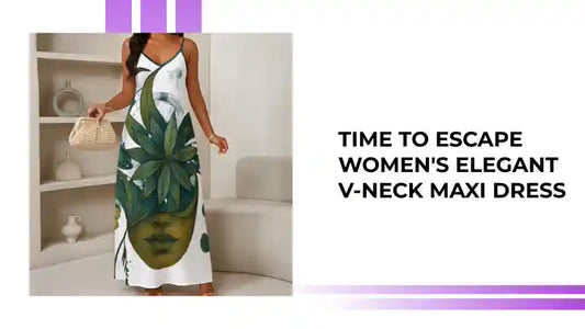 Time To Escape Women's Elegant V-Neck Maxi Dress by@Outfy