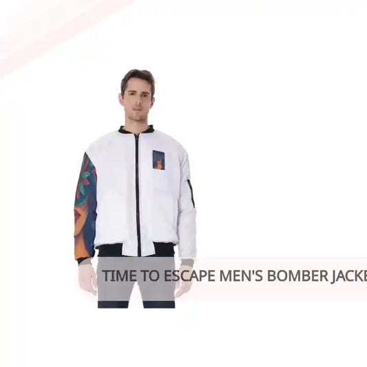Time To Escape Men's Bomber Jacket With Sleeve Pocket by@Outfy
