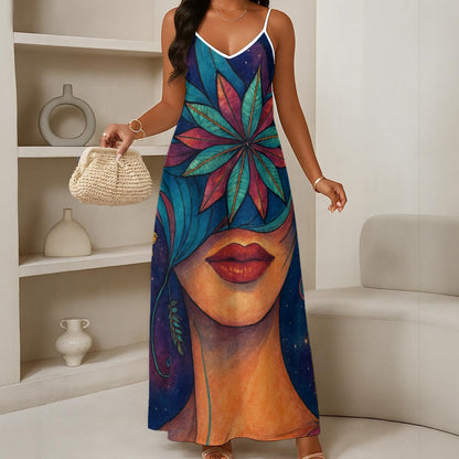 Time To Escape  Women's Elegant V-Neck Maxi Dress