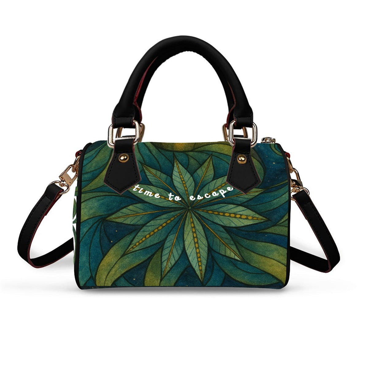 Time To Escape  Classic Barrel-Shaped PU Leather Handbag