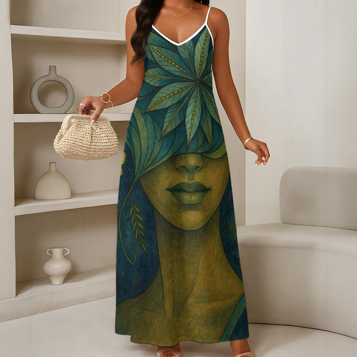 Time to Escape  Women's Elegant V-Neck Maxi Dress