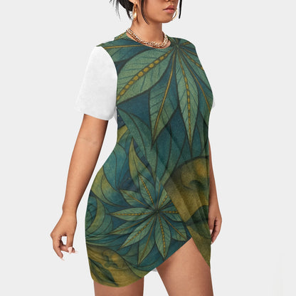 Time To Escape  Women’s Stacked Hem Dress With Short Sleeve（Plus Size）