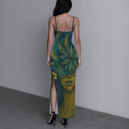 Time To Escape  Women's Long Dress with Slit