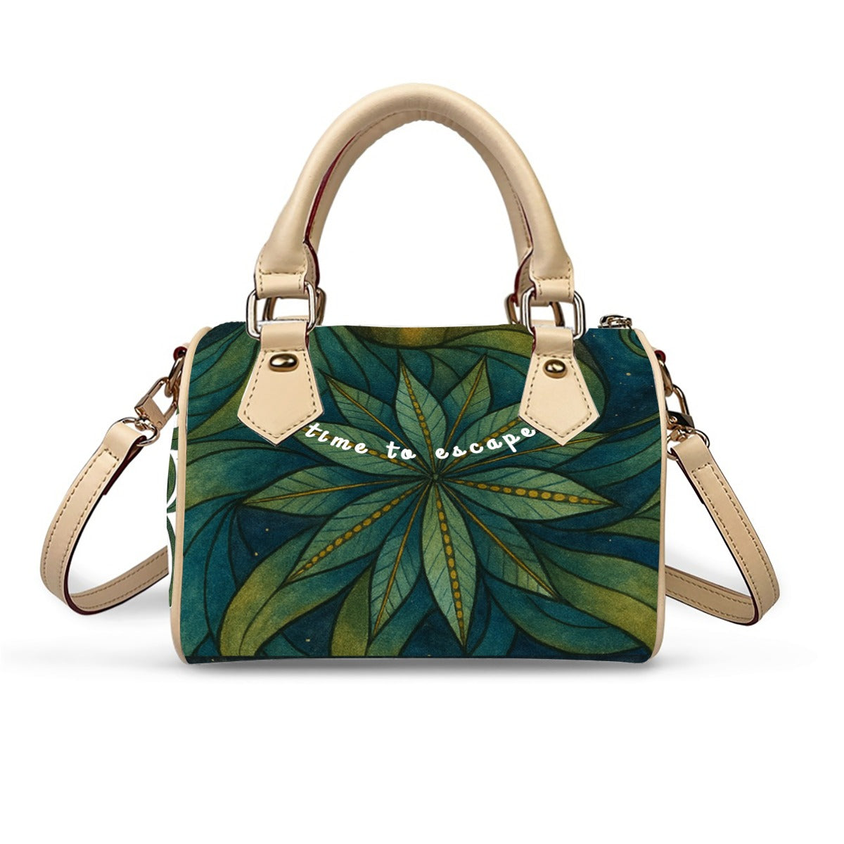 Time To Escape  Classic Barrel-Shaped PU Leather Handbag