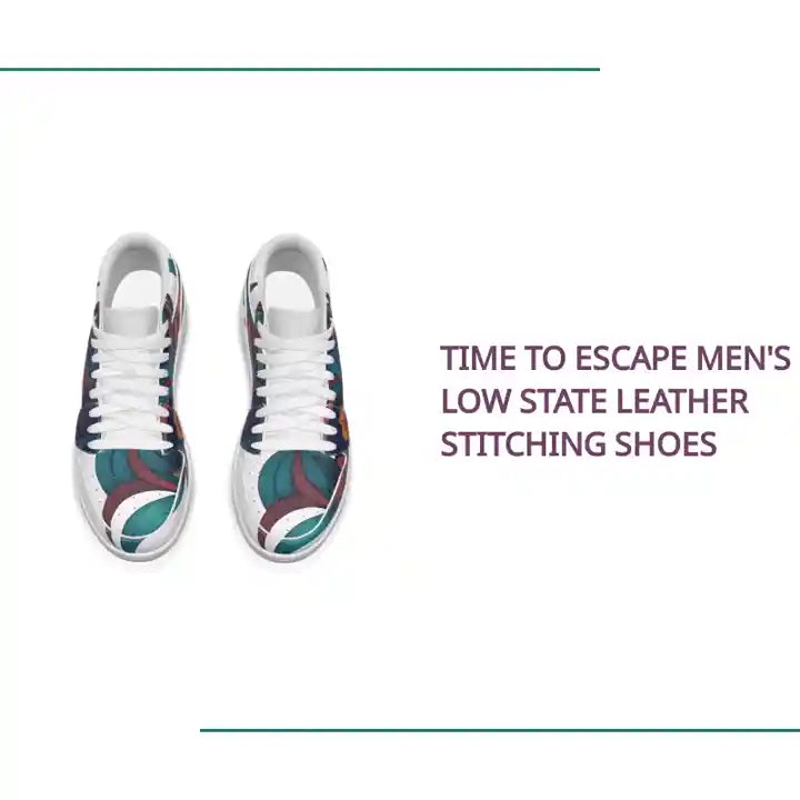 Time To Escape Men's Low State Leather Stitching Shoes by@Outfy