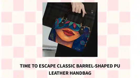 Time To Escape Classic Barrel-Shaped PU Leather Handbag by@Outfy