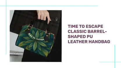 Time To Escape Classic Barrel-Shaped PU Leather Handbag by@Outfy