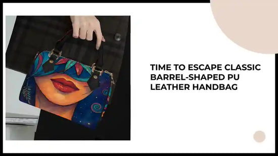 Time To Escape Classic Barrel-Shaped PU Leather Handbag by@Outfy