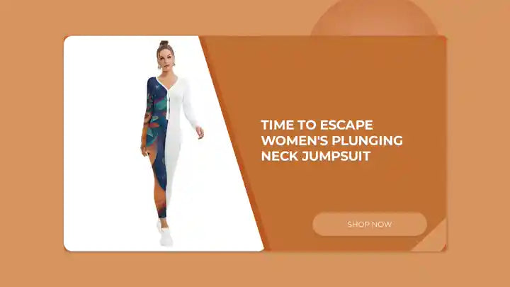 Time To Escape Women's Plunging Neck Jumpsuit by@Outfy