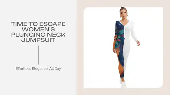 Time To Escape Women&#039;s Plunging Neck Jumpsuit by@Outfy