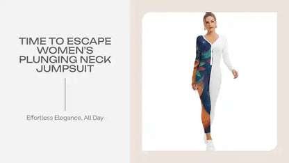 Time To Escape Women&#039;s Plunging Neck Jumpsuit by@Outfy