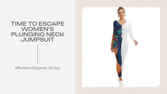 Time To Escape Women&#039;s Plunging Neck Jumpsuit by@Outfy