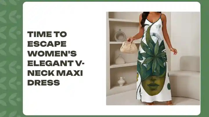 Time To Escape Women's Elegant V-Neck Maxi Dress by@Outfy