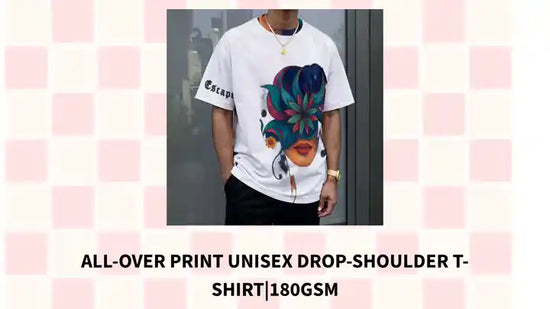 All-Over Print Unisex Drop-shoulder T-shirt|180GSM by@Outfy