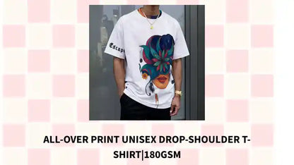 All-Over Print Unisex Drop-shoulder T-shirt|180GSM by@Outfy