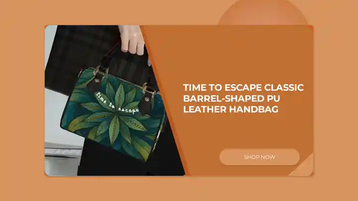 Time To Escape Classic Barrel-Shaped PU Leather Handbag by@Outfy
