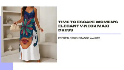 Time To Escape Women&#039;s Elegant V-Neck Maxi Dress by@Outfy