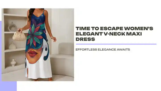 Time To Escape Women&#039;s Elegant V-Neck Maxi Dress by@Outfy
