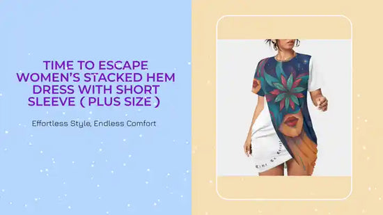 Time To Escape Women&rsquo;s Stacked Hem Dress With Short Sleeve（Plus Size） by@Outfy