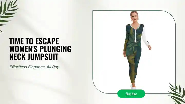 Time To Escape Women's Plunging Neck Jumpsuit by@Outfy