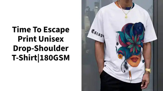 Time To Escape Print Unisex Drop-shoulder T-shirt|180GSM by@Outfy