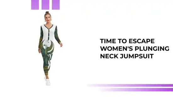 Time To Escape Women&#039;s Plunging Neck Jumpsuit by@Outfy