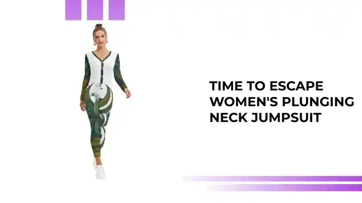 Time To Escape Women&#039;s Plunging Neck Jumpsuit by@Outfy