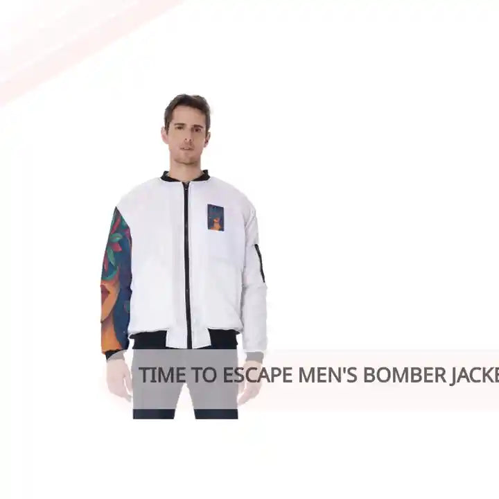 Time To Escape Men&#039;s Bomber Jacket With Sleeve Pocket by@Outfy