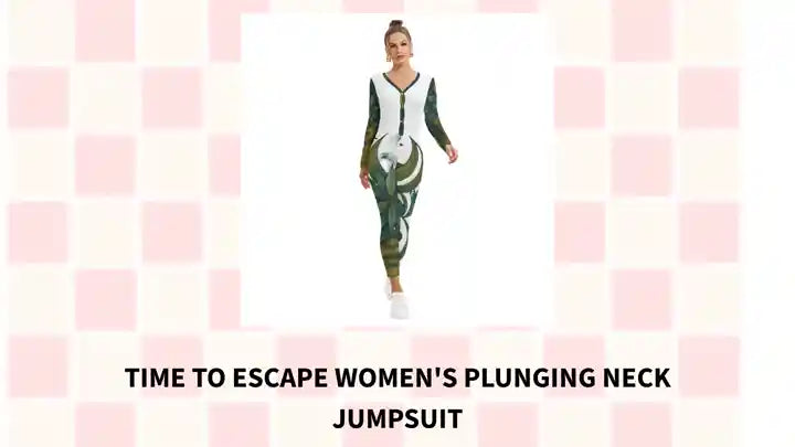 Time To Escape Women's Plunging Neck Jumpsuit by@Outfy