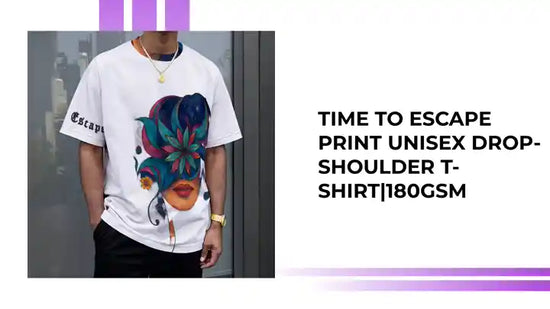Time To Escape Print Unisex Drop-shoulder T-shirt|180GSM by@Outfy