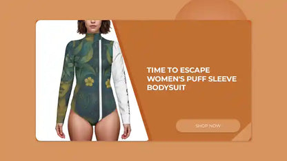 Time To Escape women&#039;s puff sleeve bodysuit by@Outfy