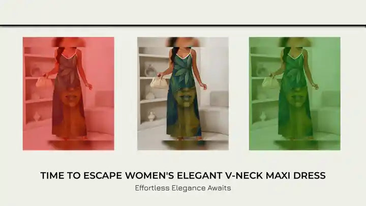 Time to Escape Women's Elegant V-Neck Maxi Dress by@Outfy